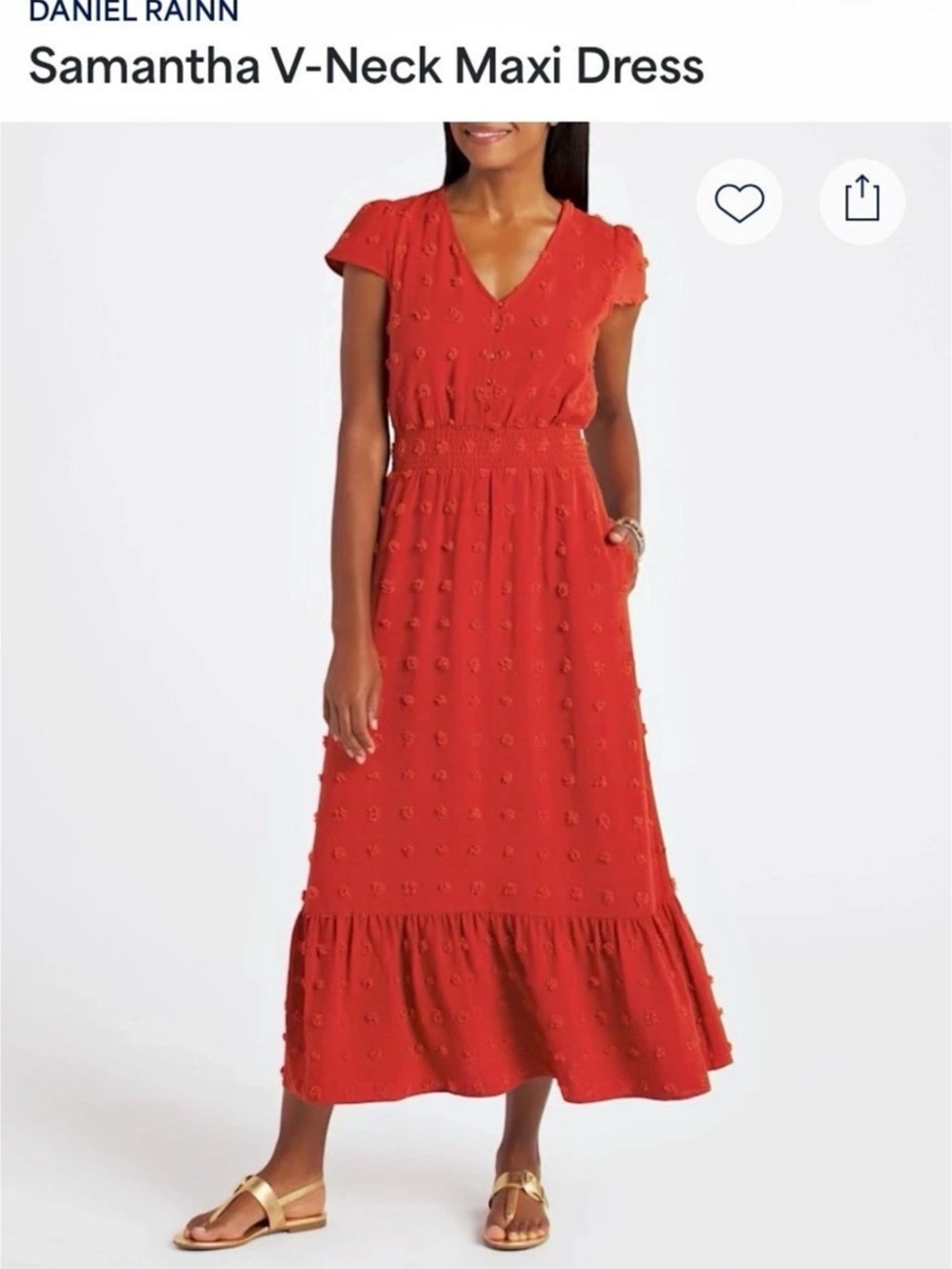 Daniel Rainn Samantha V-Neck Maxi Dress Floral Red